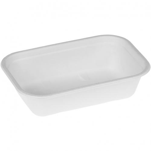 Set Menüschalen Bagasse 1000ml weiß mit Deckel PLA